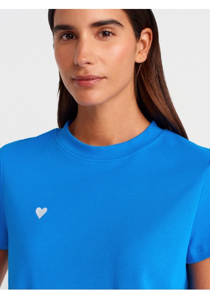 30584 Bisiklet Yaka Pamuklu T-Shirt-Bebe Mavi