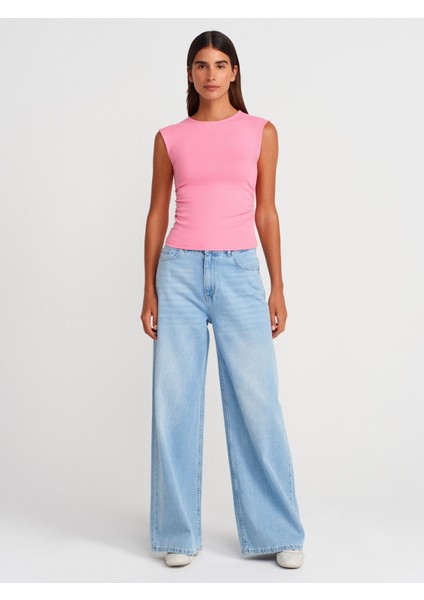 21054 Büzgülü Basic T-Shirt-Siyah fırsatları