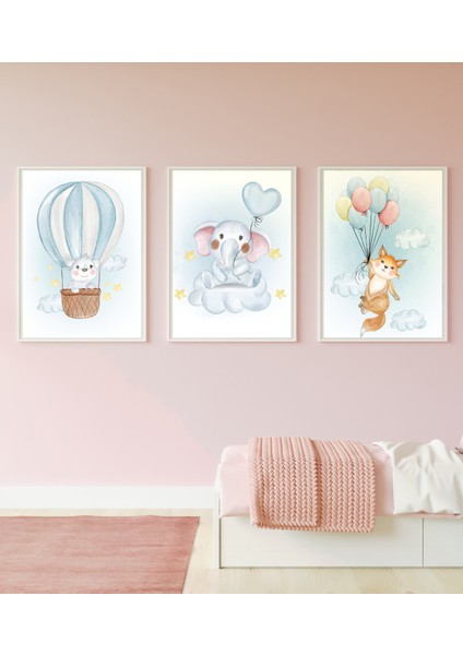 Ahşap Çerçeveli 3 Lü Çocuk Odası Tablo Home Ev Çocuk Odası Dekor Yatak Odası Fotoğraf Çerçevesi