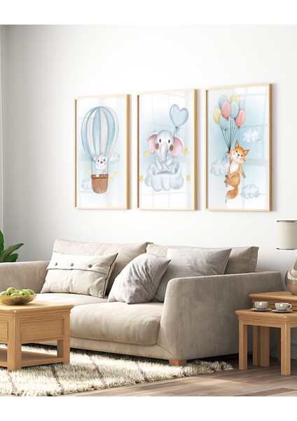 Ahşap Çerçeveli 3 Lü Çocuk Odası Tablo Home Ev Çocuk Odası Dekor Yatak Odası Fotoğraf Çerçevesi