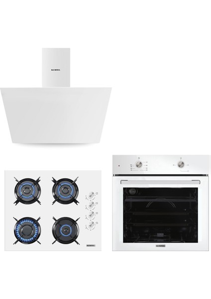 Home Basic Beyaz Cam Ankastre Set