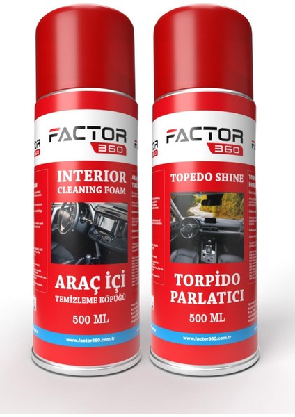 FACTOR360 Araç Içi Temizleme Köpüğü 500ML - Torpido Parlatıcı Sprey 500ML Avantajlı Paket fiyatları