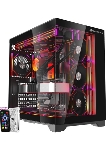 Grand Premium 7x ARGB Fan Kumandalı USB 3.0 Gaming Bilgisayar Kasası Siyah