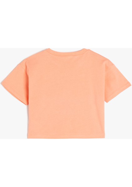 Bisiklet Yaka Kısa Kollu Pamuklu Crop Tişört fiyatları
