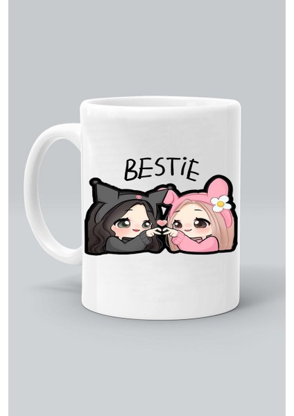 Best Friends Bestie Tasarım Baskılı Beyaz Kupa Bardak