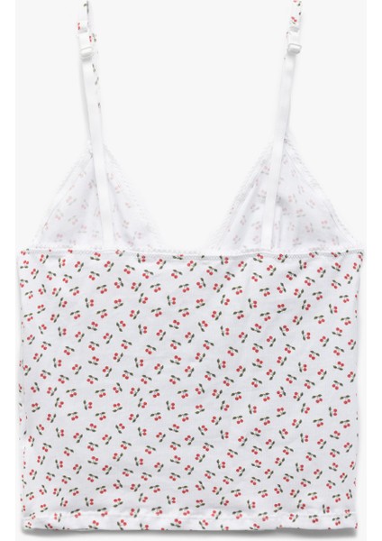 Pamuklu Ince Askılı Kiraz Baskılı Pijama Üstü fiyatları