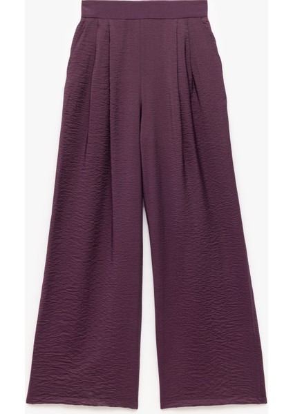 Viskon Pileli Cepli Yüksek Bel Palazzo Pantolon
