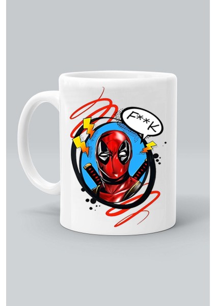 Deadpool Karakter Süper Kahraman F*ck! Baskılı Beyaz Kupa Bardak
