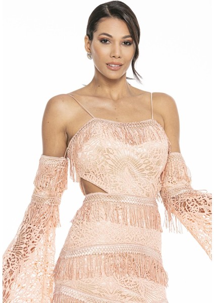 Somon Bel ve Kol Detaylı Askılı Uzun Abiye fırsatları