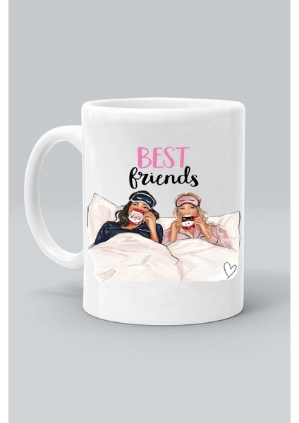 Best Friends Kahve Yatak En Iyi Arkadaşlar Baskılı Beyaz Kupa Bardak