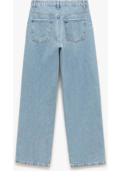 Normal Bel Düğmeli Taş Detaylı Jean Pantolon - Straight Fit Jean fiyatları
