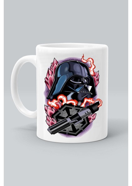 Darth Wader Çizgi Karakter Star Wars Baskılı Beyaz Kupa Bardak