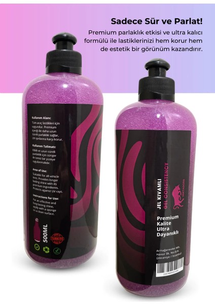 Lastik Parlatıcı Jel Premium 500ML ve Uygulama Pedi fiyatları