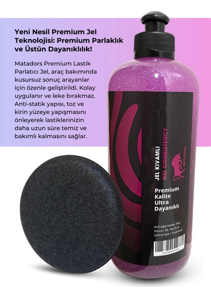 Lastik Parlatıcı Jel Premium 500ML ve Uygulama Pedi modelleri