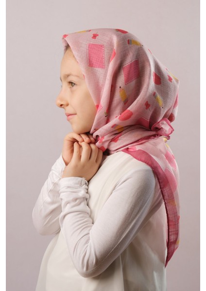 Şarabi Dijital Baskılı Çocuk Tesettür Eşarp Pamuk Polyester Şemsiye Desenli 6002_08 fiyatları