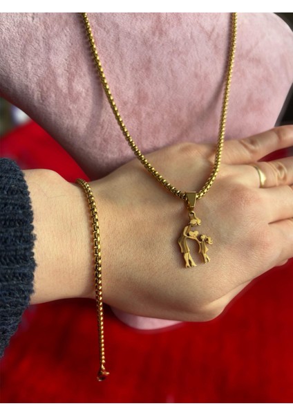 Anneler Günü Anne Kız Figürlü Full Çelik Kararmaz Kolye fiyatları