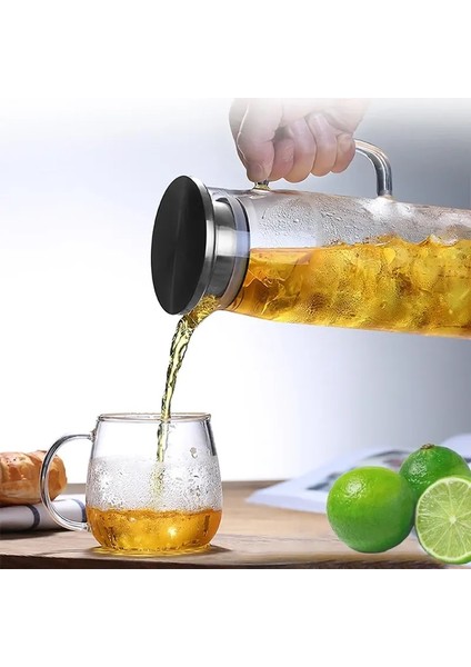 Paslanmaz Kapaklı Filtreli Cam Sürahi 1.8lt Borosilikat