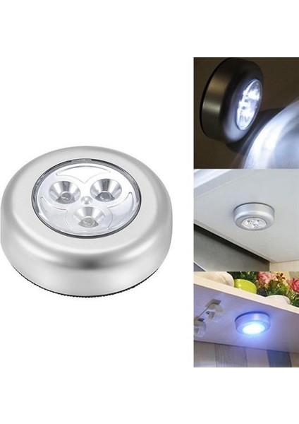 ® Kablosuz Spot Pilli Dokunmatik LED Lamba 3 Ledli Dolap Lambası