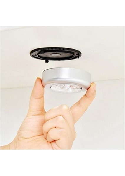 ® Kablosuz Spot Pilli Dokunmatik LED Lamba 3 Ledli Dolap Lambası