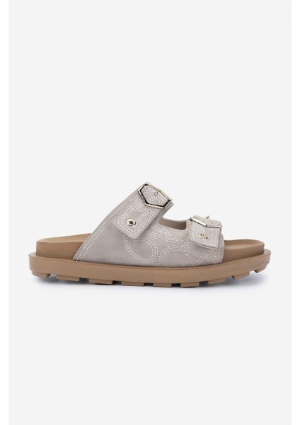 Kadın Deri Bej Süet Düz Terlik 1109 M625 Bn Trlk Y25 Bej Suet