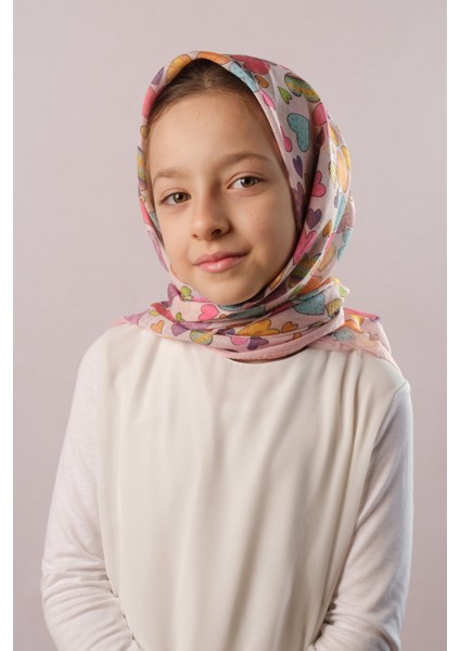 Gül Kurusu Dijital Baskılı Çocuk Tesettür Eşarp Pamuk Polyester Papatya Desenli 6003_18