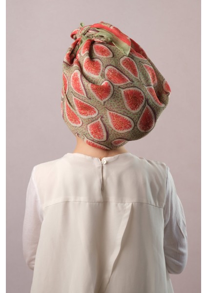 Pembe Dijital Baskılı Çocuk Tesettür Eşarp Pamuk Polyester Çilek Desenli 6001_04