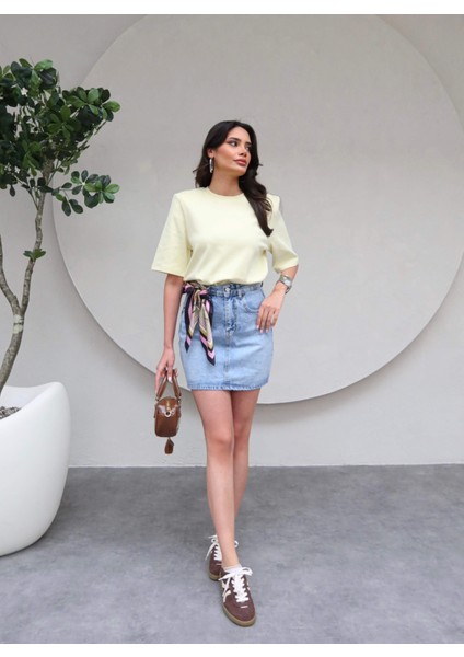 Açık Mavi Mini Denim Etek fiyatları