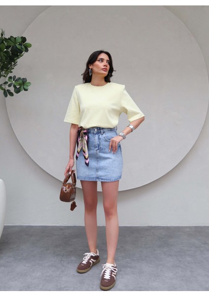 Açık Mavi Mini Denim Etek indirimleri
