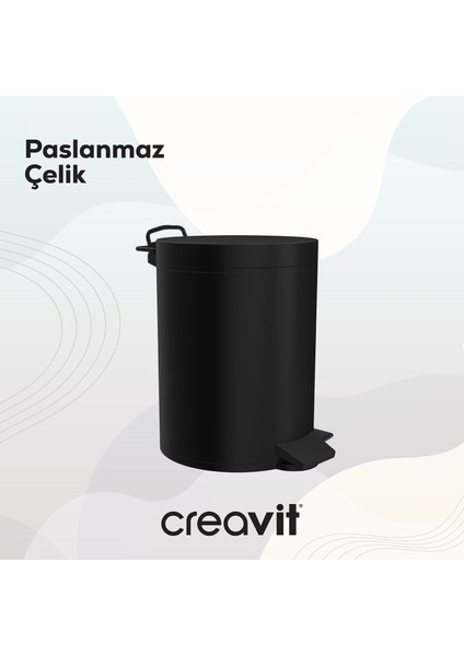 Pedallı Çöp Kovası (5 Lt) Mat Siyah modelleri