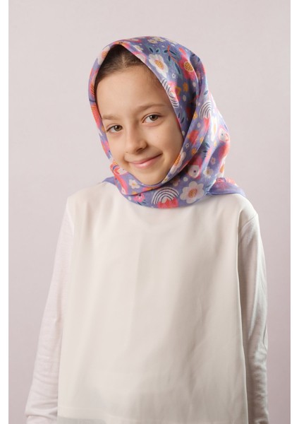 Gül Kurusu Dijital Baskılı Çocuk Tesettür Eşarp Pamuk Polyester Papatya Desenli 6003_18