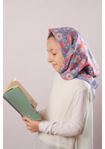 Gül Kurusu Dijital Baskılı Çocuk Tesettür Eşarp Pamuk Polyester Papatya Desenli 6003_18