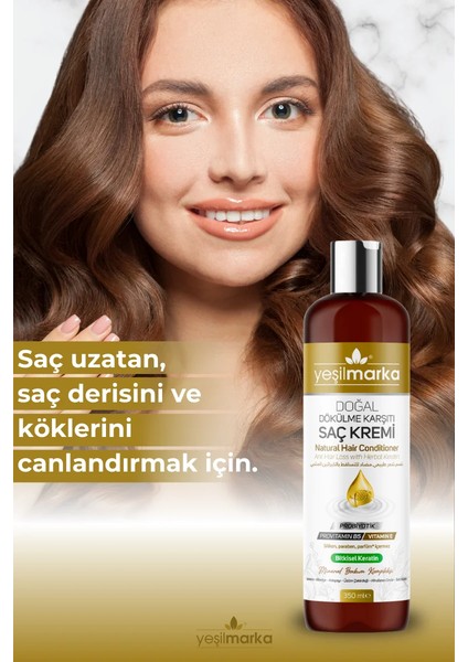 Doğal Dökülme Karşıtı Saç Kremi -Hızlı Saç Uzatan Formül -Bitkisel Keratin -Probiyotikli fırsatları