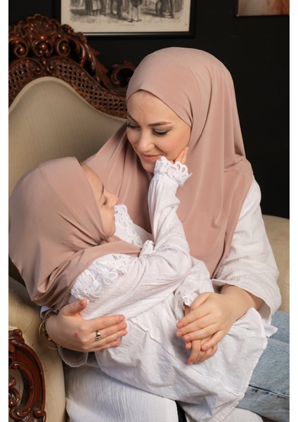 Lacivert Pratik Anne Kız Kombin Tesettür Eşarp Sandy Düz Hijab 230812_02