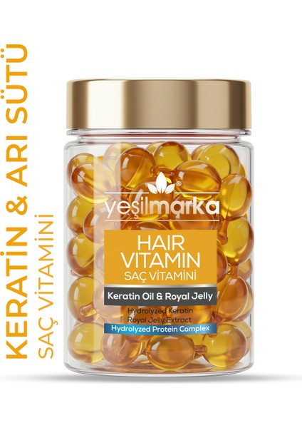 Saç Vitamini Serum 30 Kapsül – Keratin Yağı ve Arı Sütü ile Onarıcı ve Parlaklık Veren Bakım, Tüm Saç Tiplerine Uygun Zulümsüz