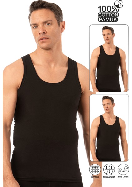 Özkan 0050 2'li Paket Erkek Pamuklu Süprem Esnek Rahat Kalın Askılı Atlet