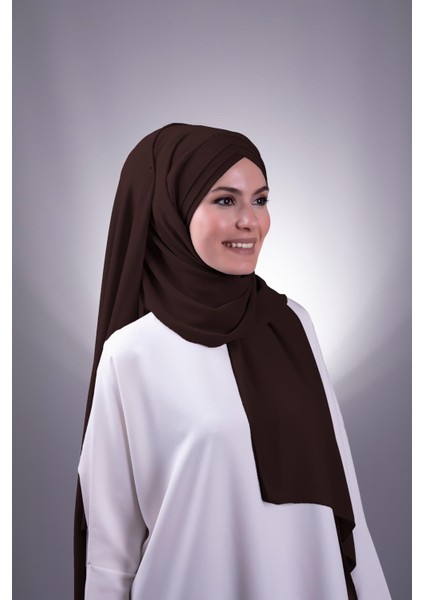 Kahve Arkadan Bağlamalı Şal Şifon Çapraz Üç Bantlı 1457_14