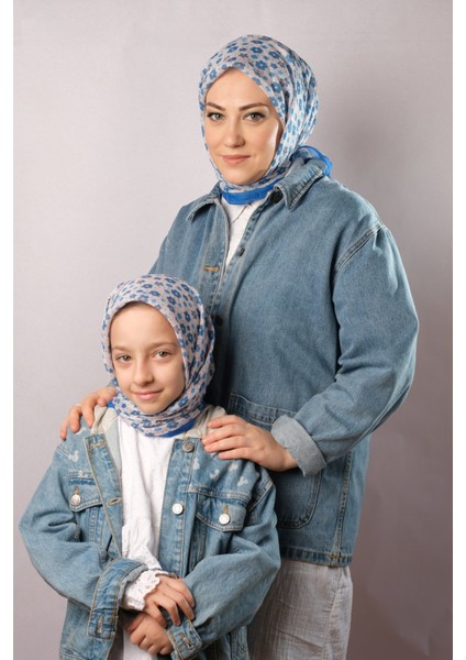 Mor Dijital Baskılı Anne Kız Kombin Tesettür Eşarp Pamuk Polyester Kelebek Desenli 6004_22