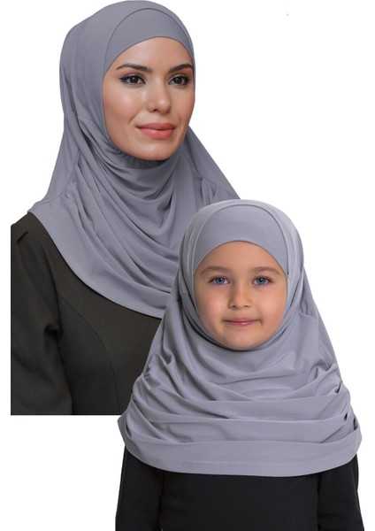 Haki Pratik Anne Kız Kombin Tesettür Eşarp Sandy Kendinden Boneli 129078_09