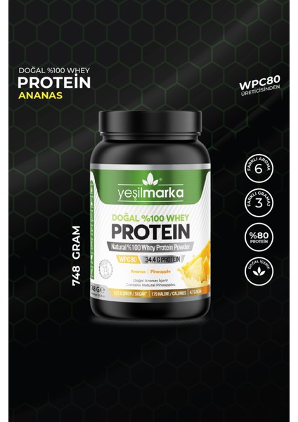Doğal Whey Protein Tozu - Ananas 748 gr