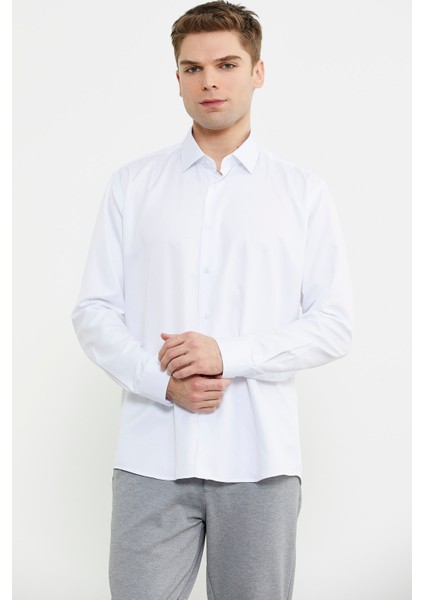 Klasik Uzun Kol Gömlek - Beyaz