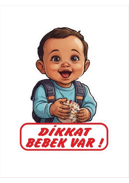 7X10 cm Dikkat Bebek Var Sticker Laptop Kask Araba Motor Sticker