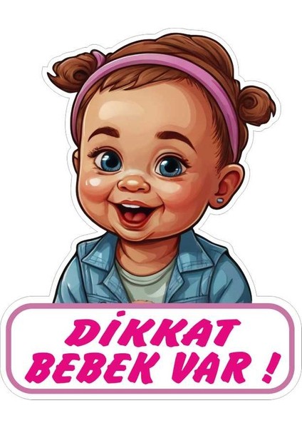 7X10 cm Dikkat Bebek Var V2 Sticker Laptop Kask Araba Motor Sticker