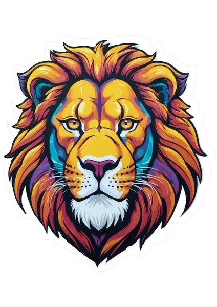 5 Adet 8x9 cm Aslan Sticker Araba Motor Laptop Kask Sticker