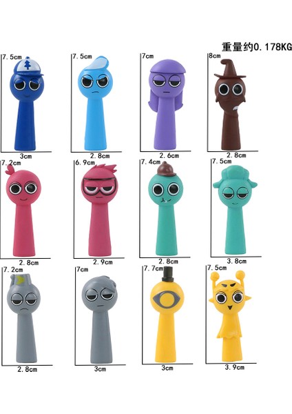 Sınır Ötesi Yeni Ürün 6,5-8 cm Ritim Kutusu El Tipi Bebek Oyun Çevre Birimi Model Süsleri 12 Torba (Yurt Dışından)