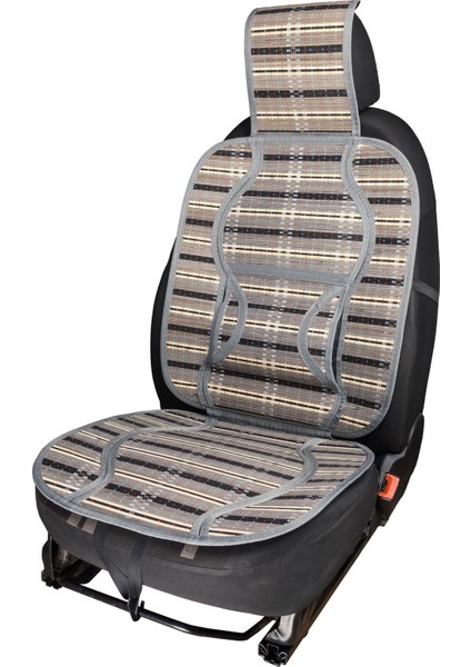 Oto Hasır Bambu Minder Ön Gri Ikili Takım Bel Destekli Terletmez WF-1819-GR