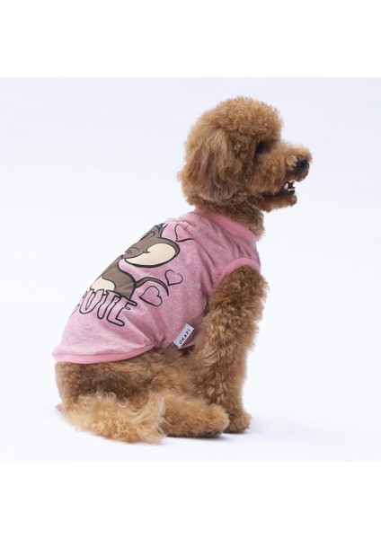 Pembe Jerry Tişört - Kedi Köpek Kıyafeti-Organik Pamuklu Penye Tişört