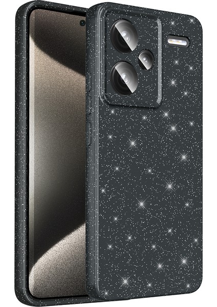 Xiaomi Redmi Note 13 Pro Plus 5g Kılıf Kamera Korumalı Simli Lüks Hlp Koton Kapak - Siyah