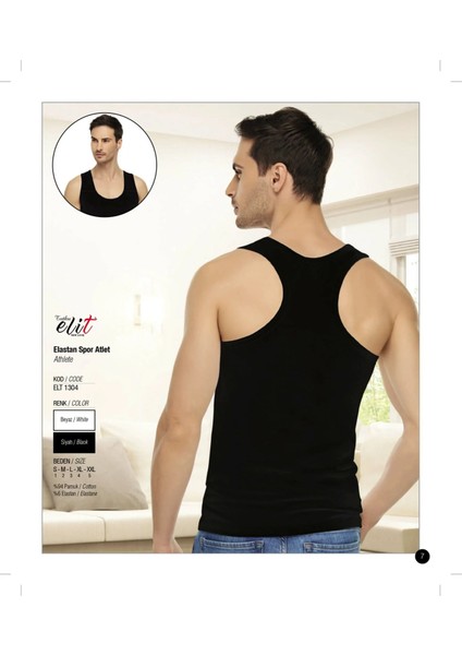 e Erkek Elastan Spor Atlet 1304 6'lı Paket