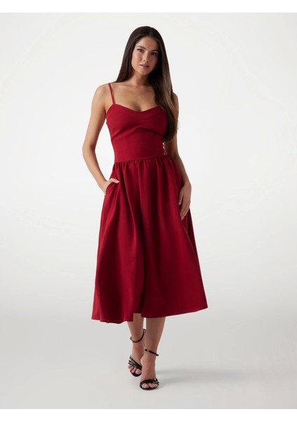 Kadın Kırmızı Sophie Uzun Elbise