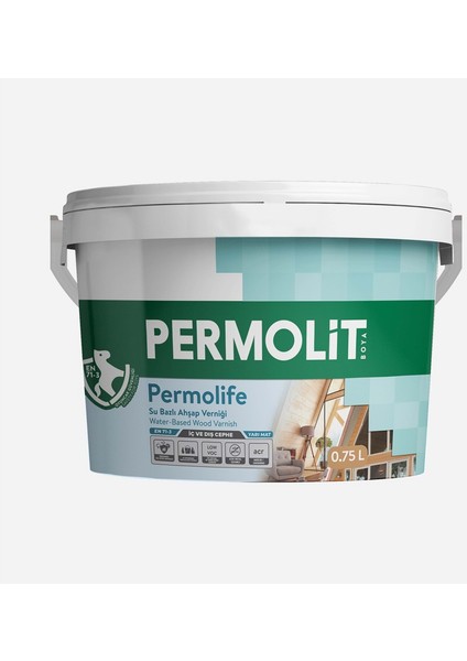 Permolife Su Bazlı Ahşap Vernik Naturel 0,75 Lt